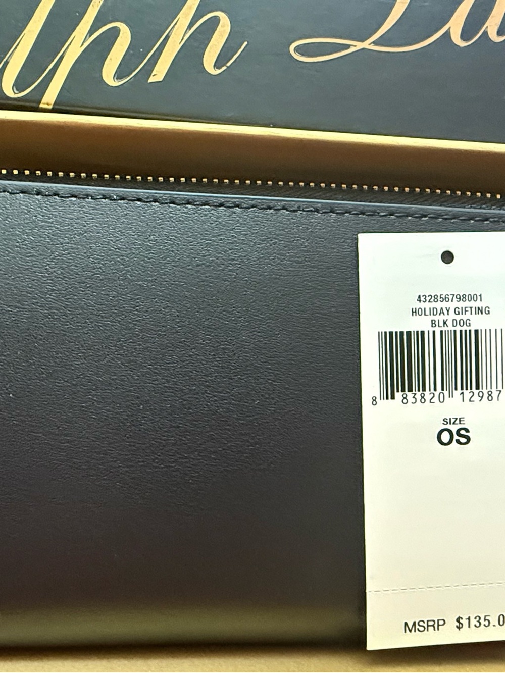 Ralph Lauren Black Wallet with Embroidered Brown & White Dog - Picture 3 of 3